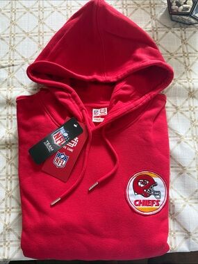 NFL Red Kansas City Chiefs Pullover Hoodie Embroidered Logos